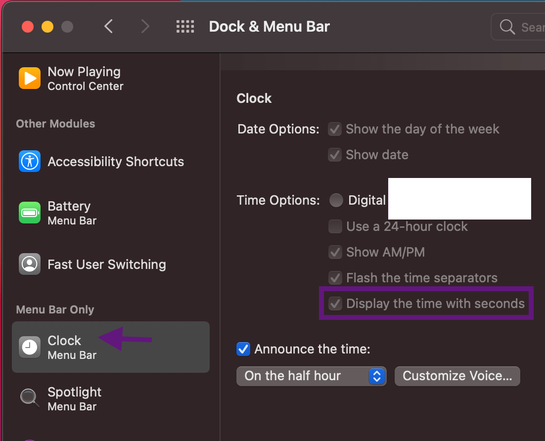 Display Seconds in Digital Clock on Mac Menu Bar [macOS]
